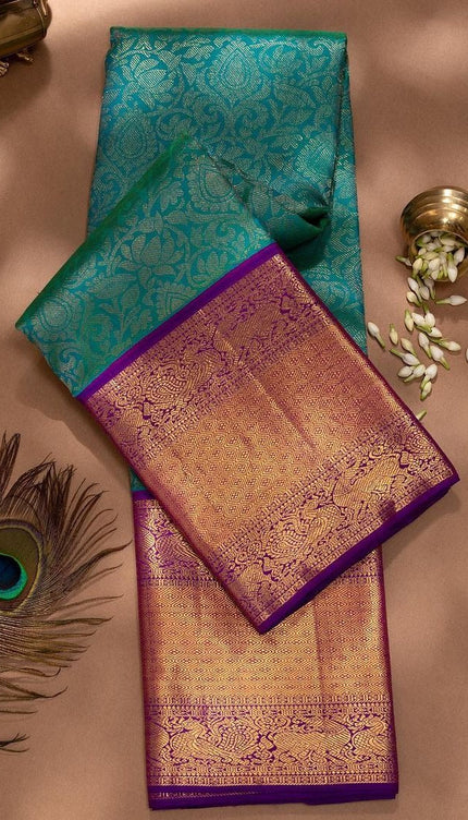 Saarya - Rama Green Soft Silk Jacquard Saree
