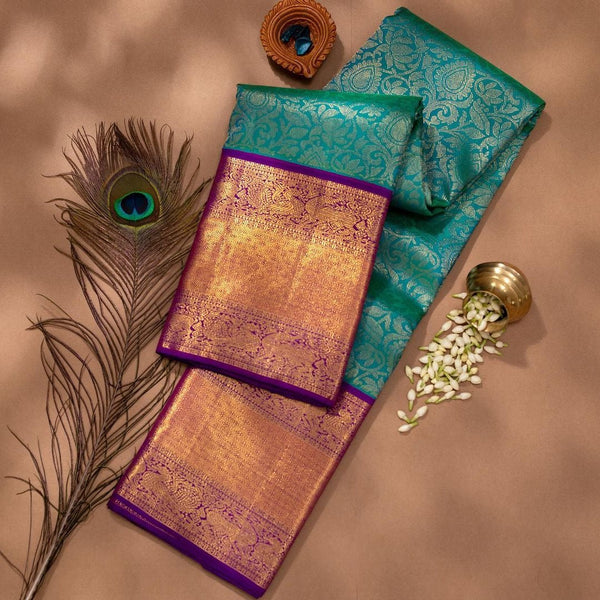 Saarya - Rama Green Soft Silk Jacquard Saree