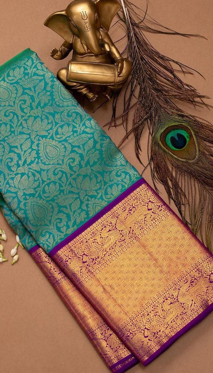 Saarya - Rama Green Soft Silk Jacquard Saree