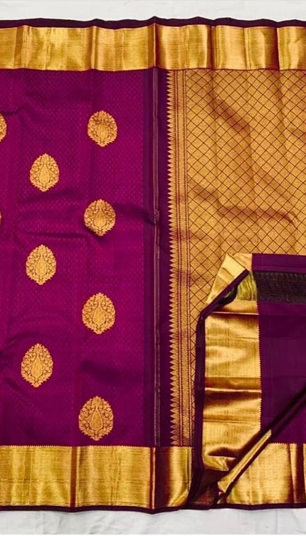 Meenal - Magenta Pink Soft Banarasi Silk Saree with Jacquard Weaving