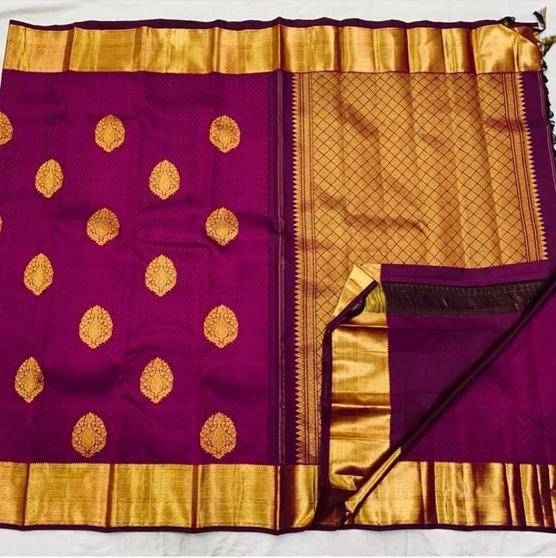 Meenal - Magenta Pink Soft Banarasi Silk Saree with Jacquard Weaving