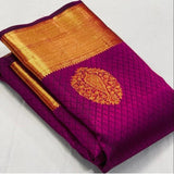 Meenal - Magenta Pink Soft Banarasi Silk Saree with Jacquard Weaving