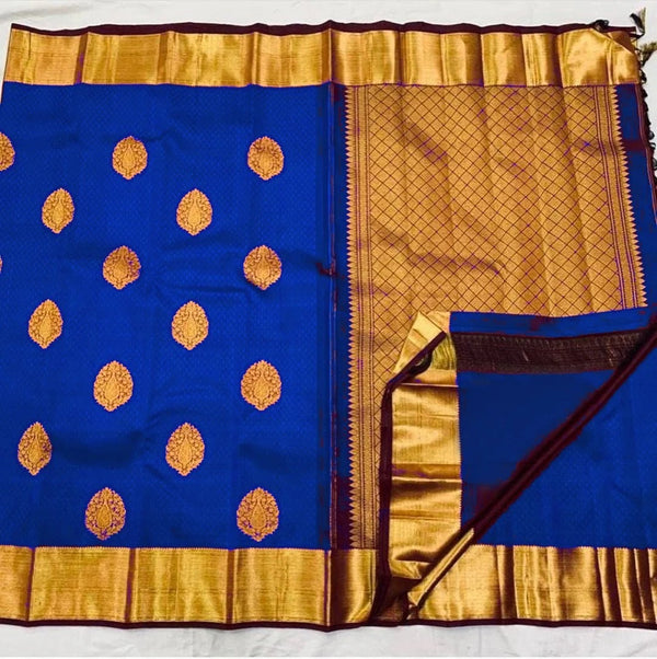 Meenal - RoyalBlue Soft Banarasi Silk Saree with Jacquard Weaving