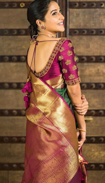 Ruhani - Beige Soft Banarasi Silk Saree with Multicolor Jacquard Work