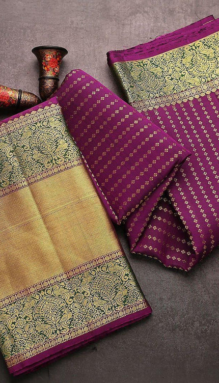 Sugandha - Purple Soft Banarasi Silk Saree with Golden Jacquard Weaving