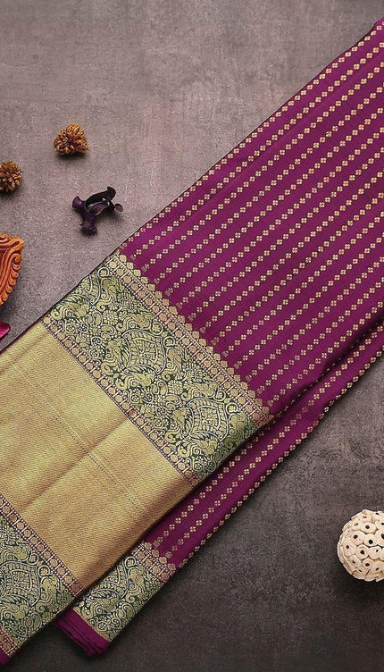 Sugandha - Purple Soft Banarasi Silk Saree with Golden Jacquard Weaving