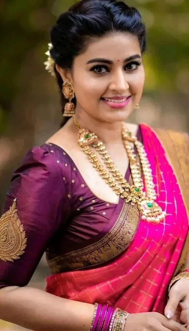 Anaya – Pink Soft Silk Saree with Jacquard Weaving Border