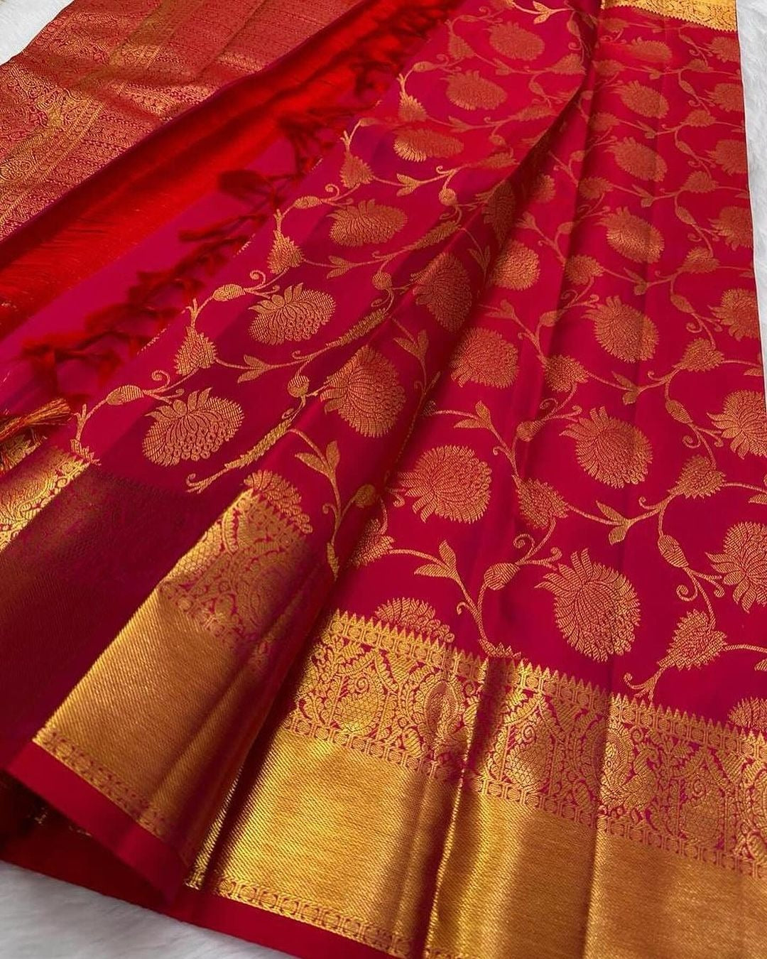Akruti - Red Banarasi Silk Saree with Zari Weaving Border