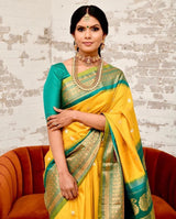 Rajkumari - Yellow Soft Banarasi Silk Saree with Jacquard Weaving