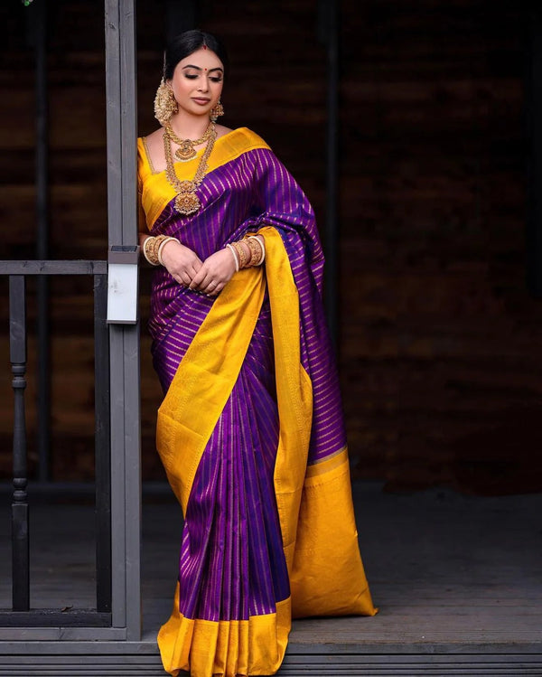 Anvi - Yellow Soft Banarasi Silk Saree with Jacquard Work