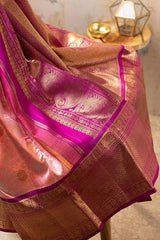 Bhagirathi – Pink Soft Banarasi Silk Saree with Jacquard Weave and Contrast Border