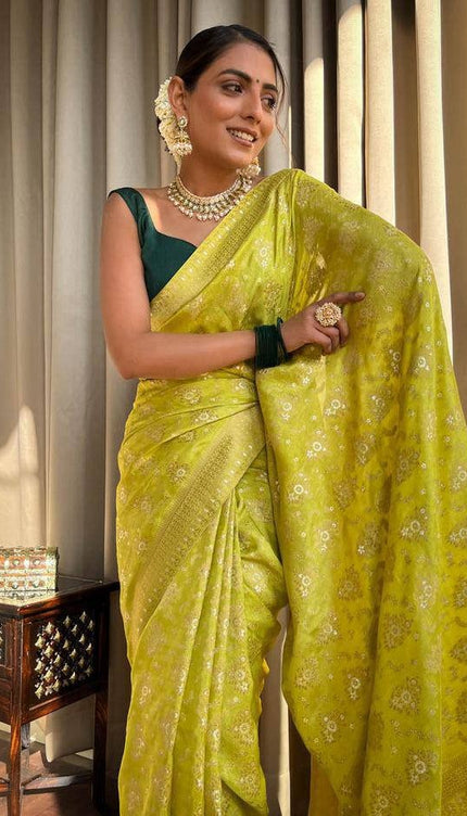 Jamsa Yellow Banarasi Silk Saree