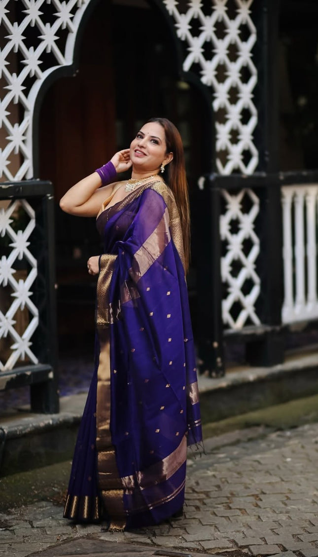 Sharvitha – Cotton Silk Saree in Royal Purple