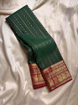 Vaishali – Banarasi Soft Silk Saree in Green & Maroon