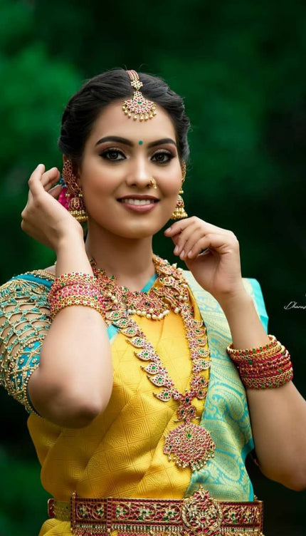 Yellow Color With Golden Zari Designer Lchi Silk Saree For Weaving