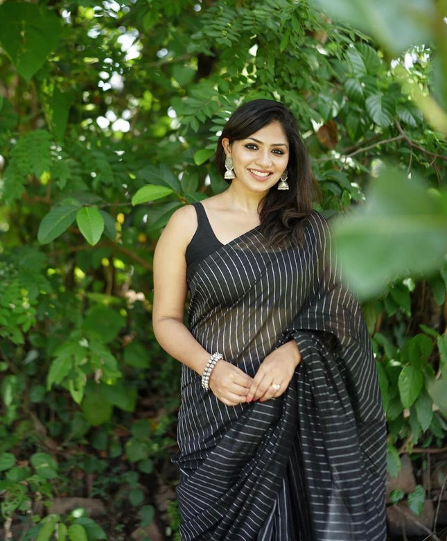 Black Banarasi Soft Silk Saree With Weaving Work