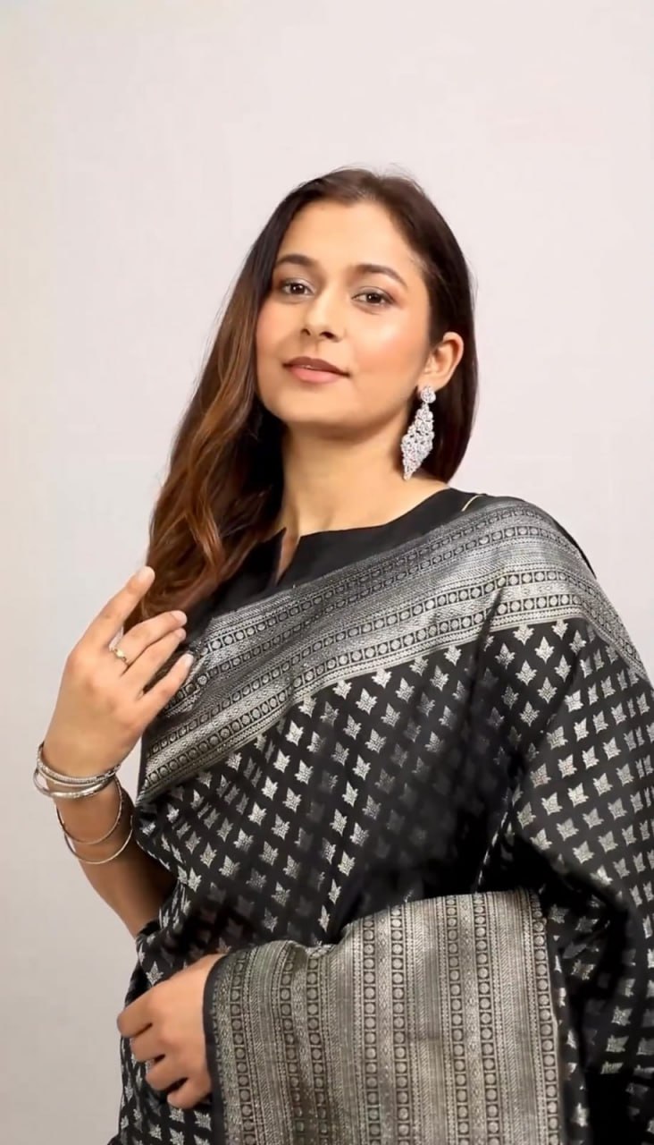 Black Woven Art Silk Saree