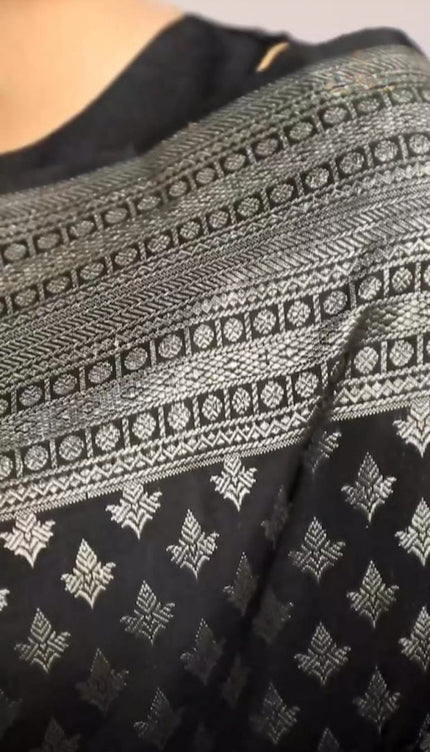 Black Woven Art Silk Saree