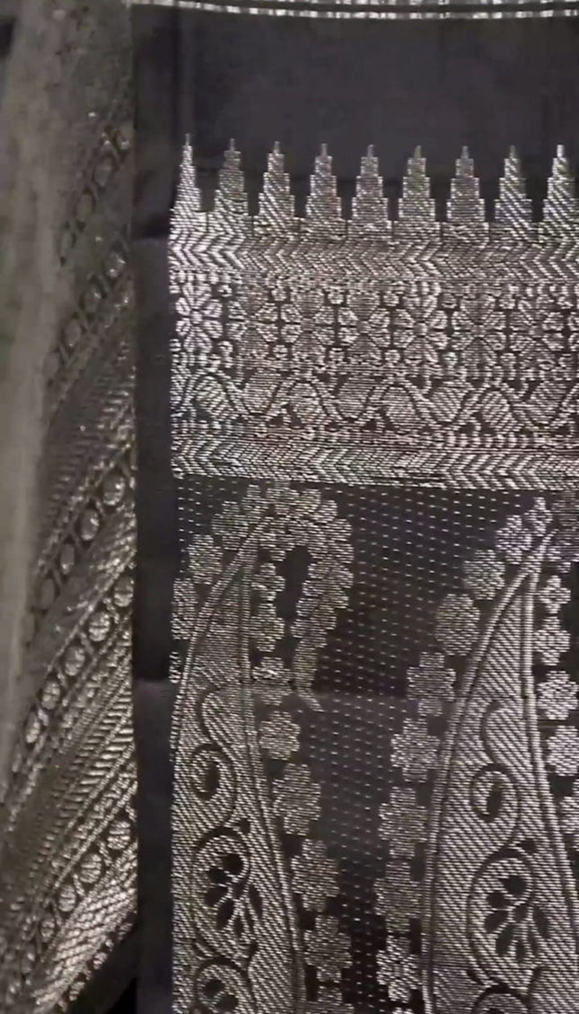 Black Woven Art Silk Saree