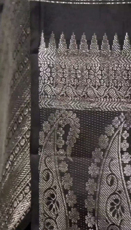 Black Woven Art Silk Saree