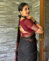 Confounding Black Soft Silk Saree