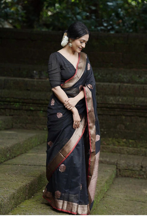 Surpassing Black Soft Silk Saree