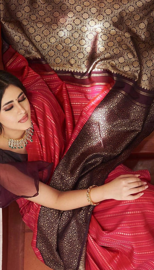 Pink Banarasi Soft Silk Saree