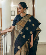 Black Banarasi Soft Silk Saree With Zari Weaving Work