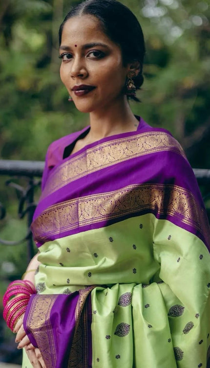 Tempting Pista Soft Silk Saree