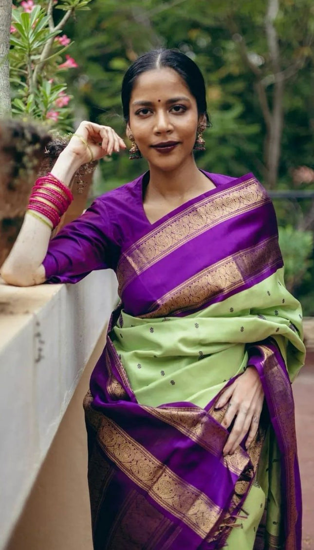 Tempting Pista Soft Silk Saree