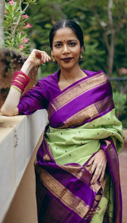Tempting Pista Soft Silk Saree