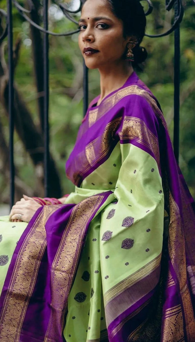 Tempting Pista Soft Silk Saree