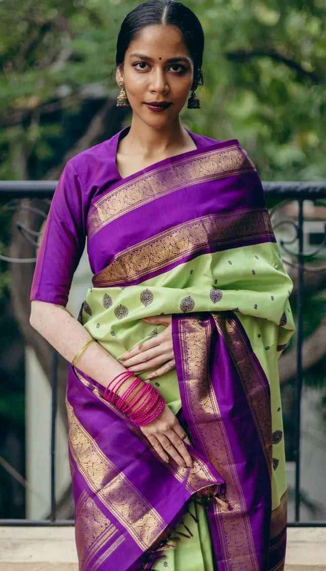 Tempting Pista Soft Silk Saree