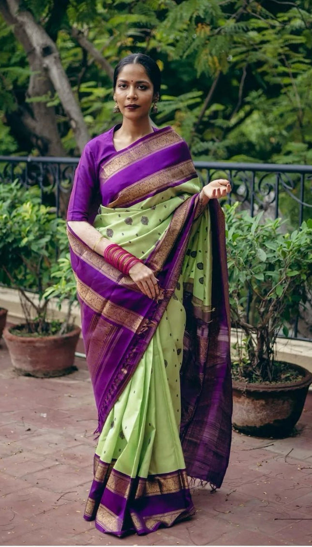 Tempting Pista Soft Silk Saree