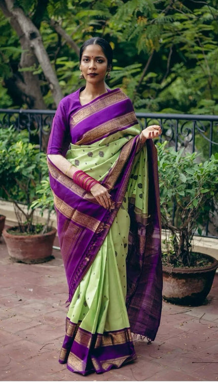 Tempting Pista Soft Silk Saree