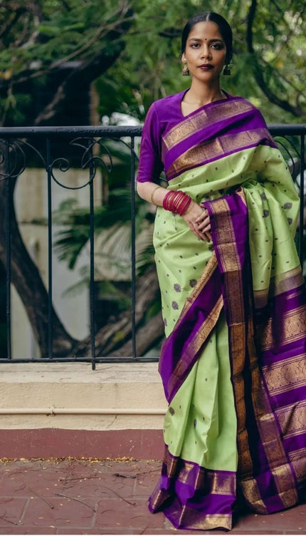 Tempting Pista Soft Silk Saree