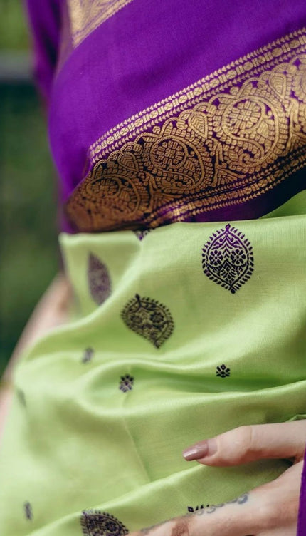 Tempting Pista Soft Silk Saree