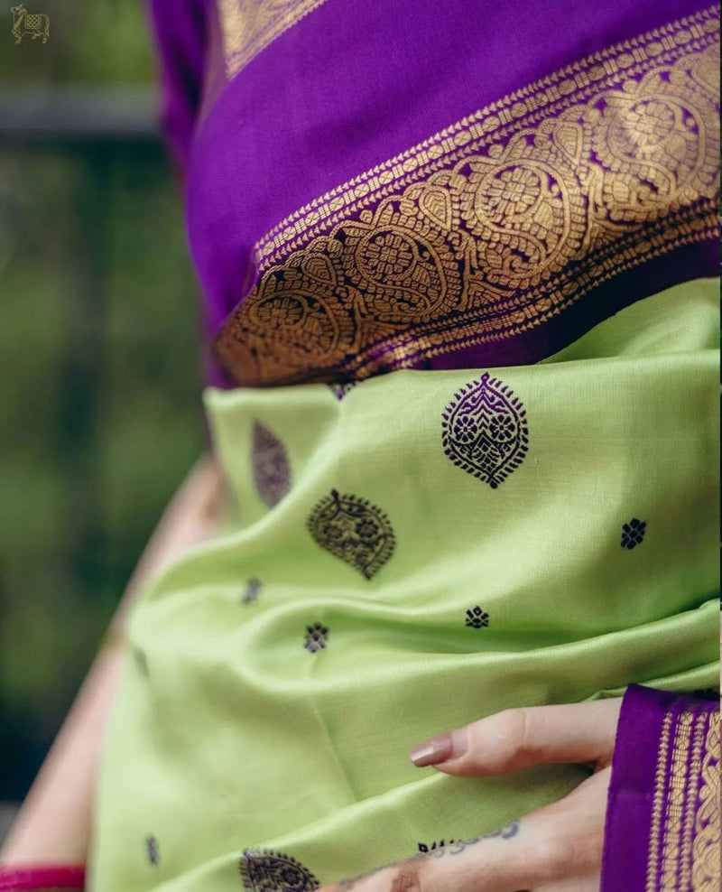 Tempting Pista Soft Silk Saree