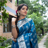 Ornate Blue Soft Silk Saree