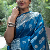 Ornate Blue Soft Silk Saree
