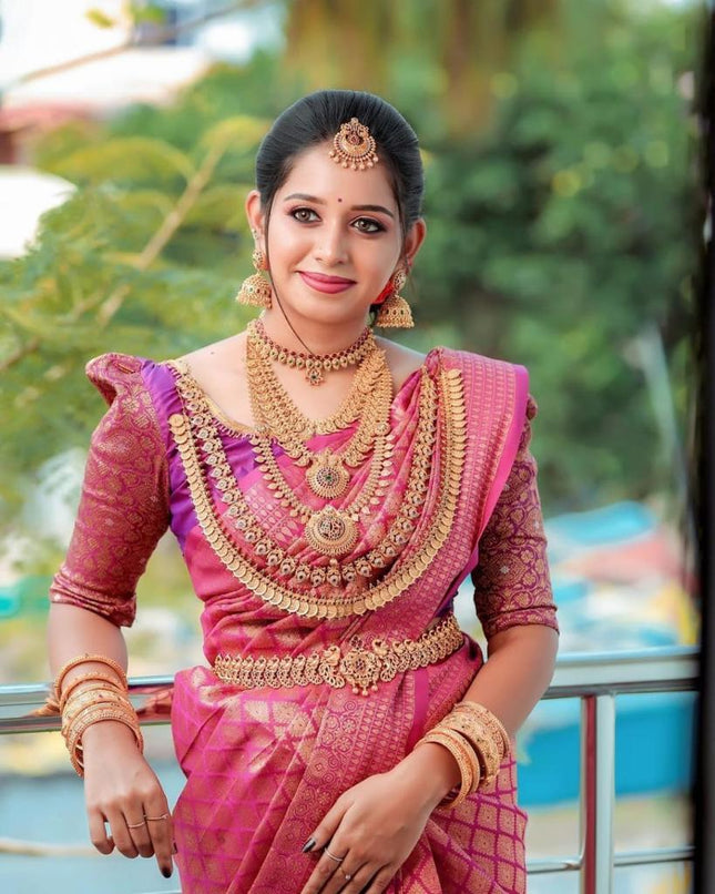 Desuetude Dark Pink Soft Silk Saree