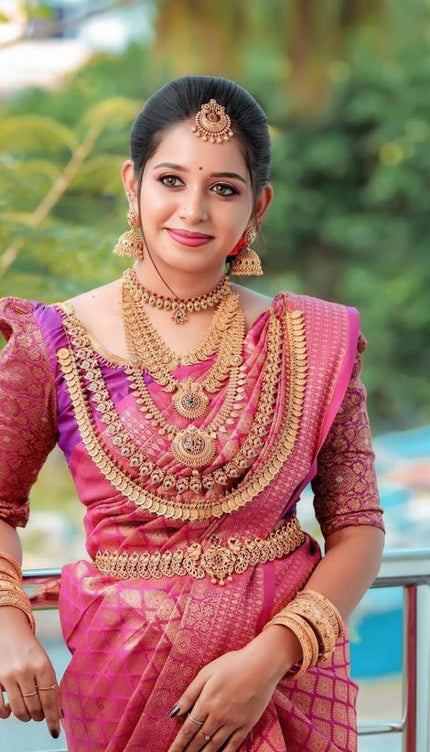 Desuetude Dark Pink Soft Silk Saree
