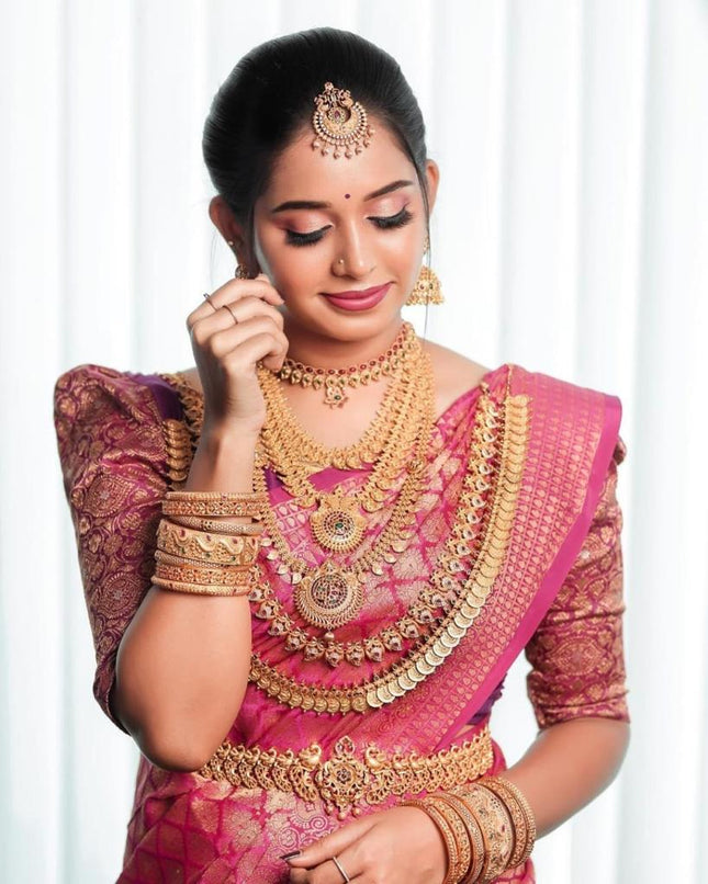 Desuetude Dark Pink Soft Silk Saree