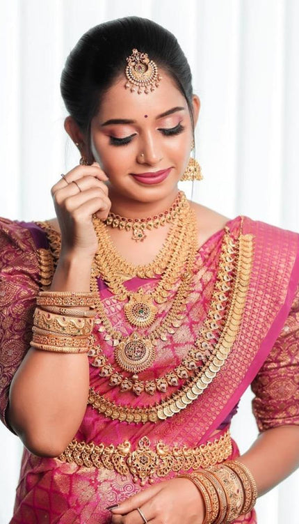 Desuetude Dark Pink Soft Silk Saree