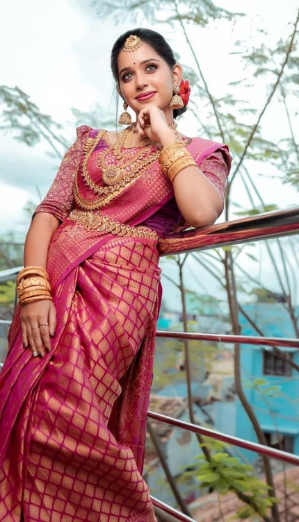 Desuetude Dark Pink Soft Silk Saree