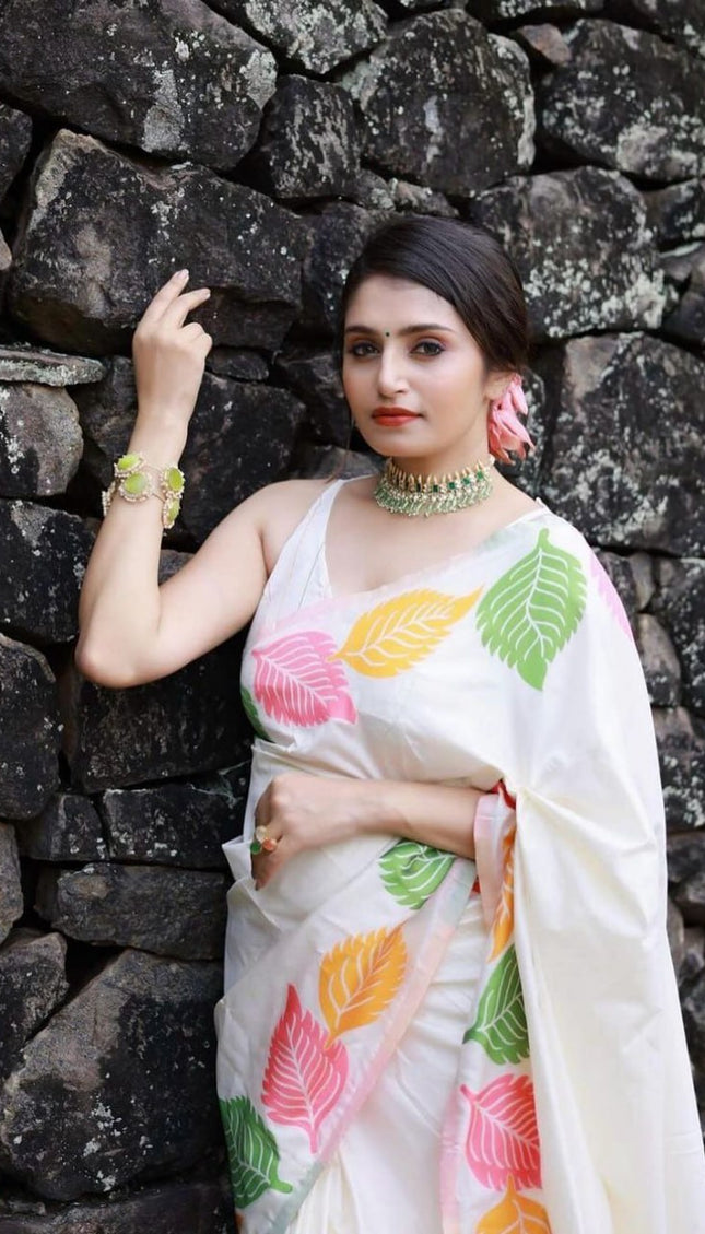 Sensational White Soft Silk Saree
