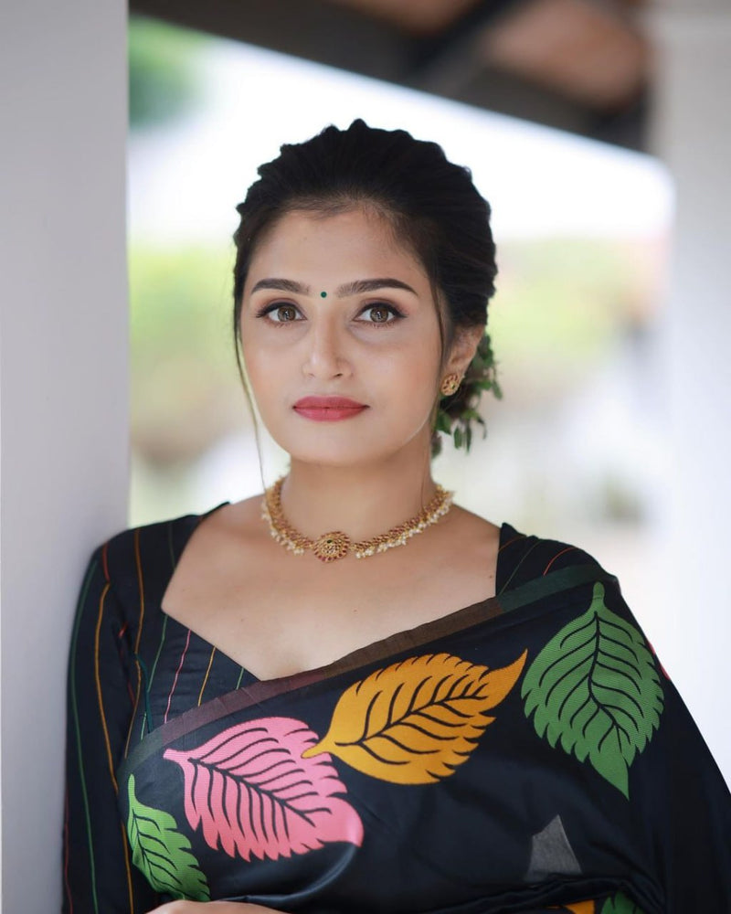 Pretty Black Soft Silk Saree