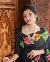 Pretty Black Soft Silk Saree