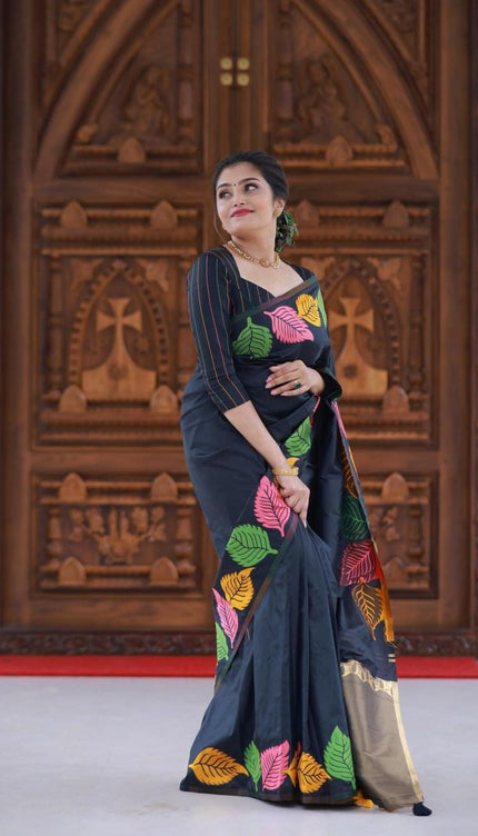 Pretty Black Soft Silk Saree