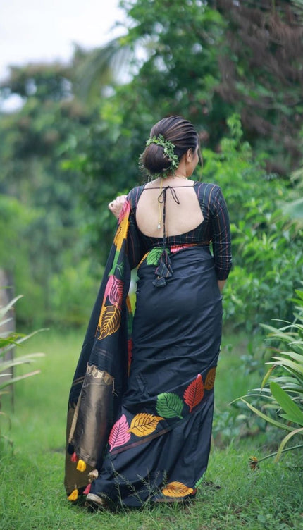 Pretty Black Soft Silk Saree